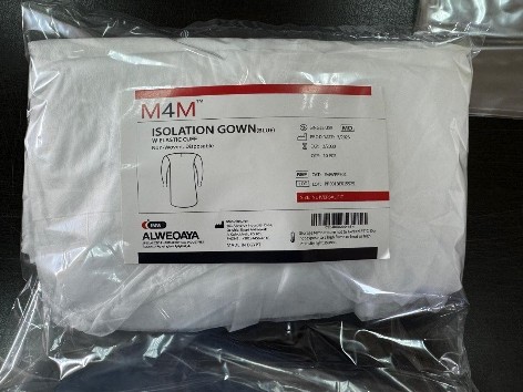 WHITE ISOLATION GOWN SSMMSS ) 18 gms